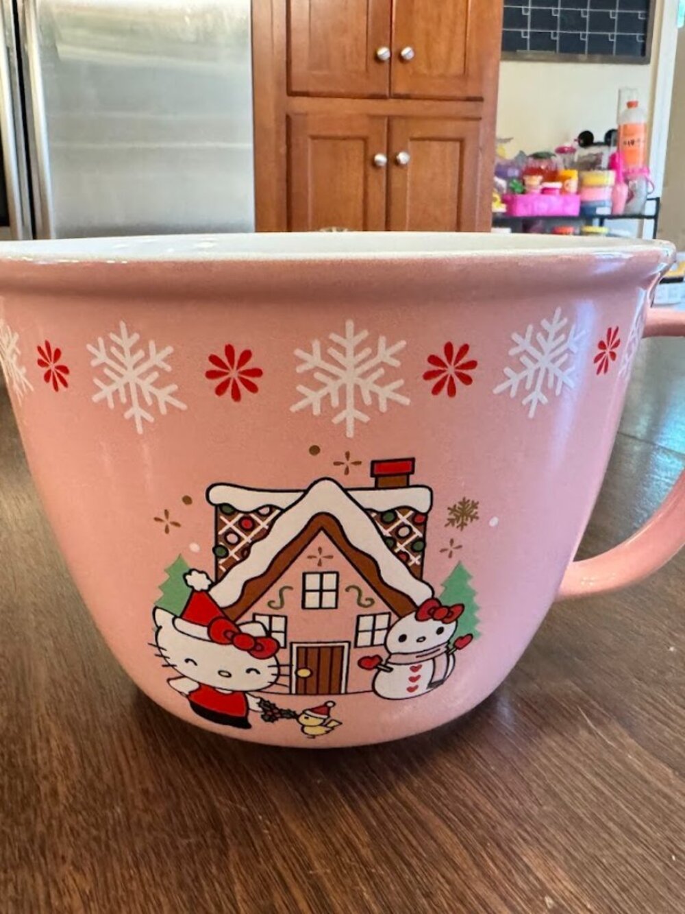 Hello Kitty Holiday Gingerbread Pink Ceramic Mixing/Batter Bowl-New